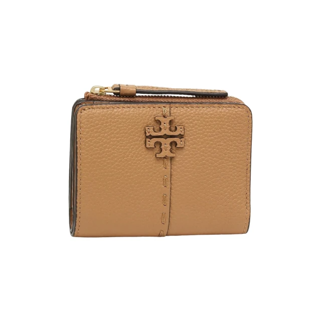 TORY BURCH 148751 荔枝牛皮 提拉米蘇 McGRAW(拉鍊釦式短夾)