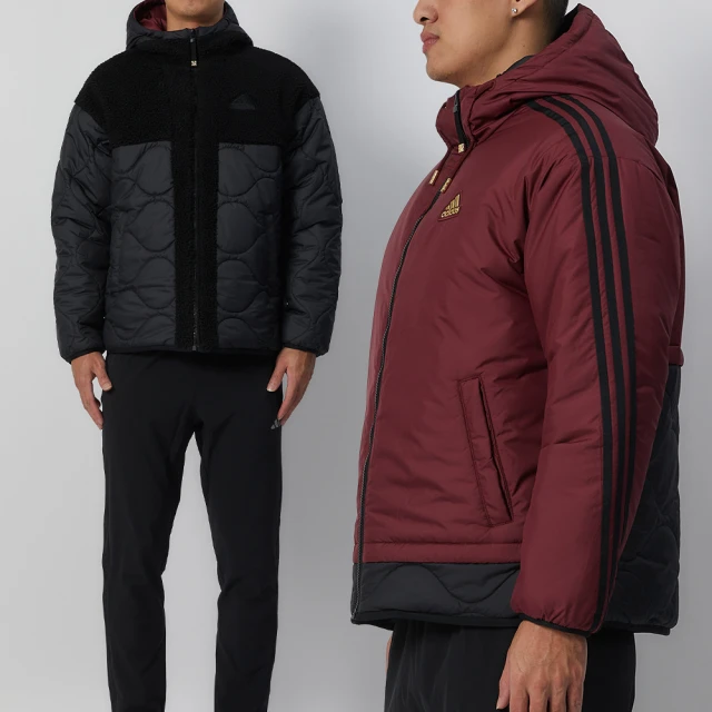 adidas 愛迪達 Y24 RVSB PD JKT 男款 黑紅色 休閒 冬季 雙面穿 連帽 拉鍊 外套 IW4037