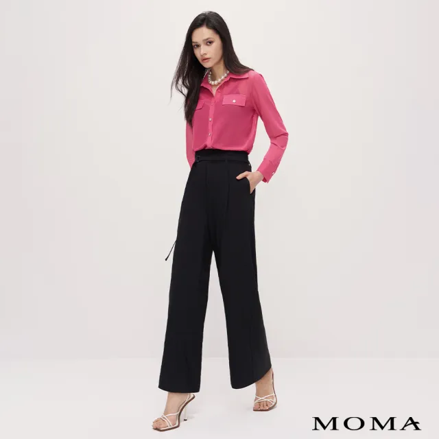 【MOMA】簡約高腰長寬褲(黑色)