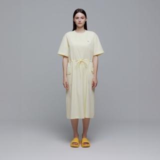 【國家地理服飾官方旗艦】女裝ADELIE平織圓領短袖洋裝 - 奶油黃色(高防曬材質/舒適版型/短袖洋裝)