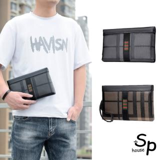 【Sp house】時尚潮男格紋大容量男用手拿包(2色可選)