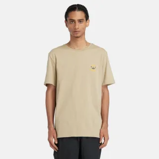 【Timberland】男款米色健行圖案短袖T恤(A42YUDH4)