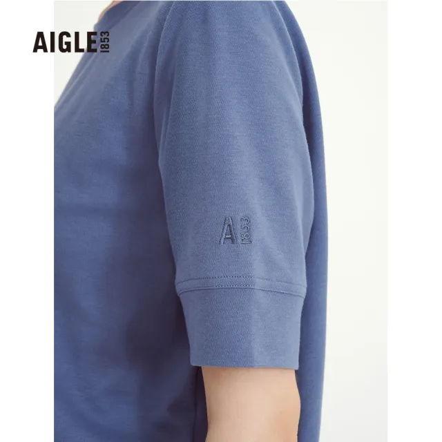 【AIGLE】女抗UV快乾短袖T恤AG-3P272A182 深灰藍(女裝 抗UVT恤 快乾短袖T恤)