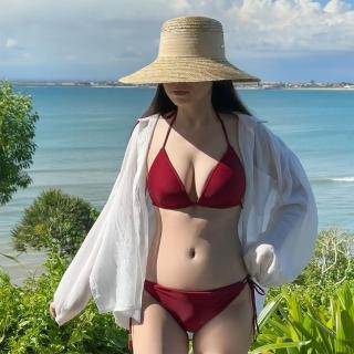 【SeasonsBikini】黑標集中up+美胸比基尼+泳褲 臺灣製 -001 勃根地酒紅(泳裝泳衣比基尼集中小胸救星泳衣)