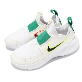 【NIKE 耐吉】慢跑鞋 Flex Runner 3 GS 大童 女鞋 白 綠 襪套 輕量 運動鞋(HF5745-101)