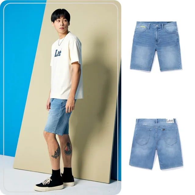 【Lee】男裝 牛仔短褲 / 涼感 902 五口袋刷白 淺藍洗水(LB422007471)
