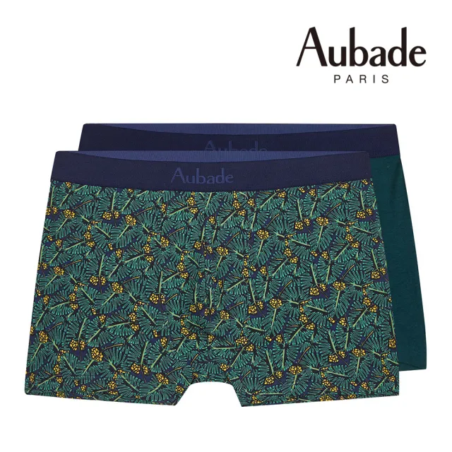 【Aubade】二件組長版頂級莫代爾棉 法國進口 彈性四角男褲 平口褲(綠植-2412)