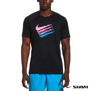 【NIKE 耐吉】SWIM 上衣 男款 短袖防曬衣 男泳裝 運動 黑 NESSD671-001