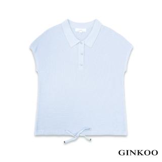 【GINKOO 俊克】襯衫領綁帶針織上衣
