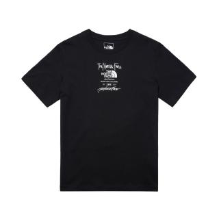 【The North Face】TNF 短袖上衣 經典品牌LOGO U MFO TYPESETTING LOGO S/S TEE-AP男女 黑(NF0A8AUWJK3)