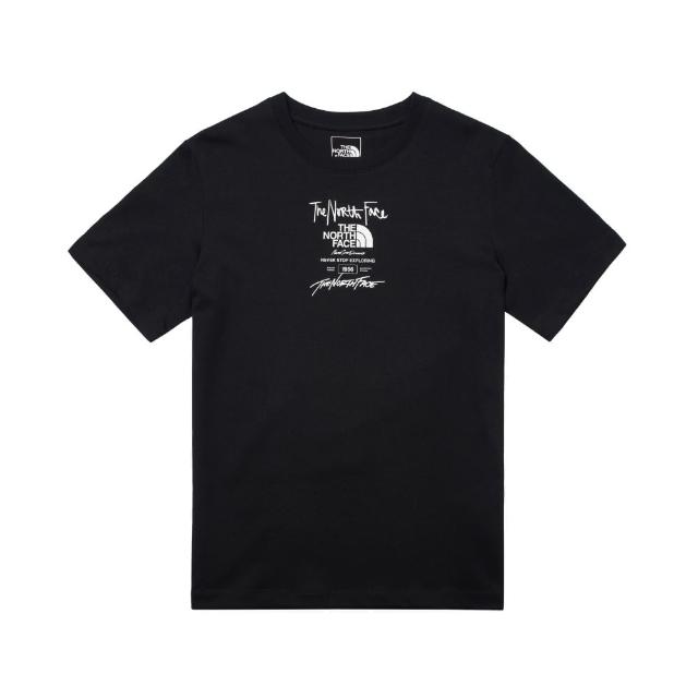 【The North Face】TNF 短袖上衣 經典品牌LOGO U MFO TYPESETTING LOGO S/S TEE-AP男女 黑(NF0A8AUWJK3)