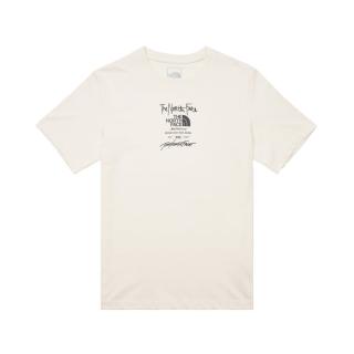 【The North Face】TNF 短袖上衣 經典品牌LOGO U MFO TYPESETTING LOGO S/S TEE-AP男女 米白(NF0A8AUWQLI)