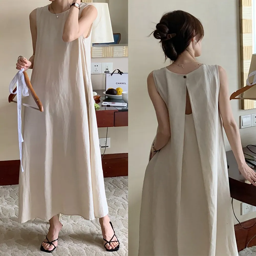 【JILLI-KO】法式氣質高級感寬鬆連衣裙 長裙 洋裝-F(多款任選)