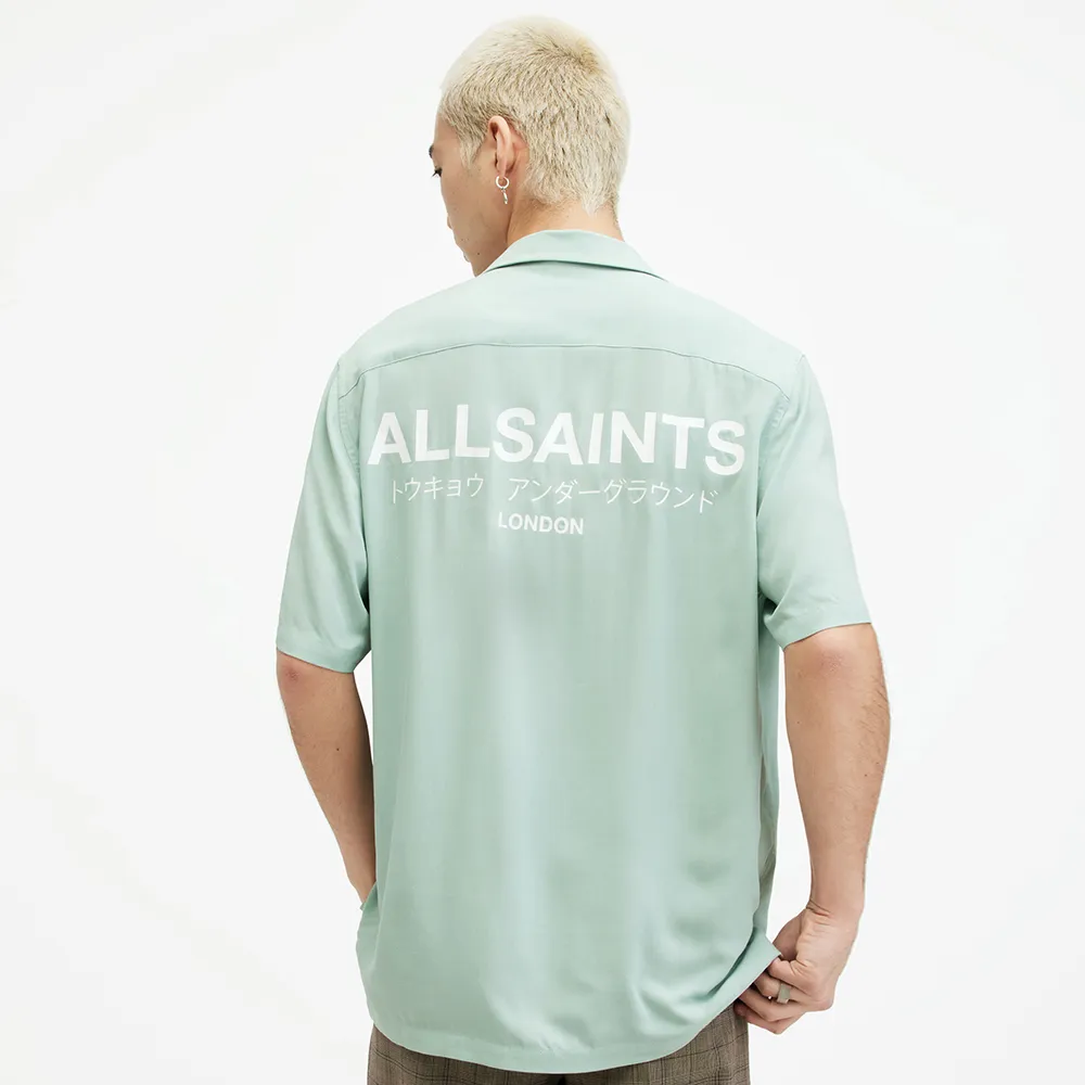 【ALLSAINTS】UNDERGROUND 人造絲寬鬆LOGO短袖夏威夷襯衫 MS209Y(舒適版型)