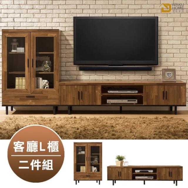 【WAKUHOME 瓦酷家具】歐克斯工業生活6尺電視櫃+2.7尺展示櫃