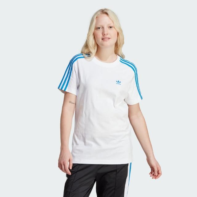 【adidas 愛迪達】上衣 女款 短袖上衣 運動 寬鬆 三葉草 亞規 ADIBRK TEE 白藍 IU2475