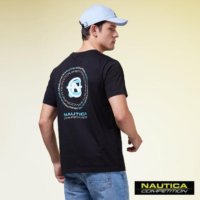 【NAUTICA】男裝 COMPETITION品牌LOGO環繞圖騰設計短袖T恤(黑色)