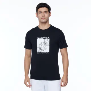 【NAUTICA】男裝 COMPETITION品牌LOGO地球圖騰短袖T恤(黑色)