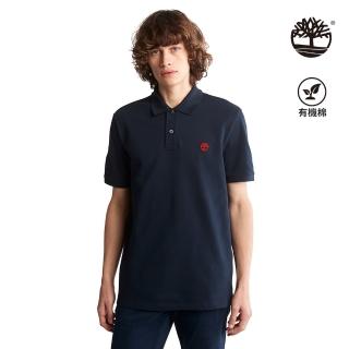 【Timberland 官方旗艦】男款深寶石藍休閒短袖Polo衫(A62T5433)