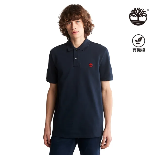 【Timberland】男款深寶石藍休閒短袖Polo衫(A62T5433)