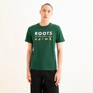 【Roots】Roots 男裝- ROOTS ESTABLISHED修身短袖T恤(深綠色)