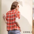【LUNG.L 林佳樺】LP53A 橘色格紋Aline短袖女裝上衣(春夏新品 加大尺碼)