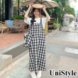 【UniStyle】格紋吊帶裙 韓系撞色復古學院風 女 ZMC177-D15(黑白格子)