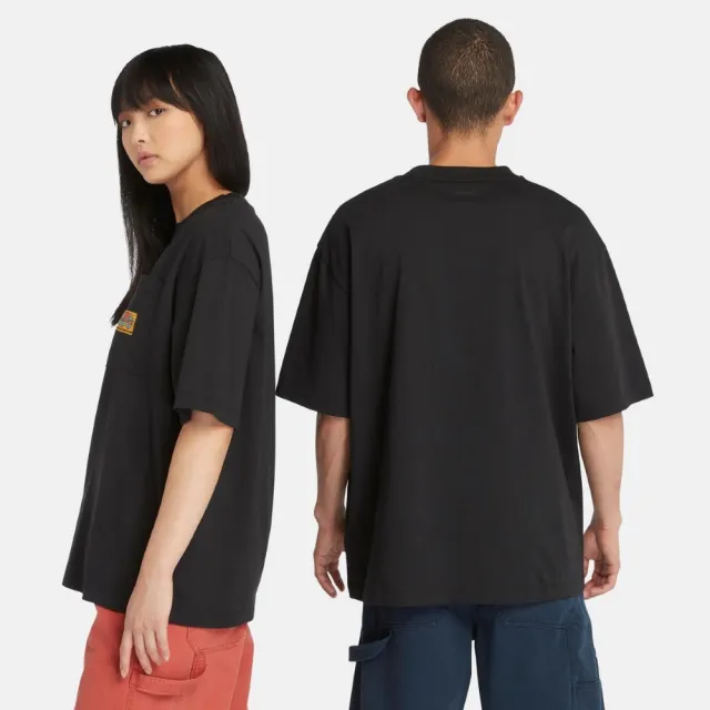 【Timberland】中性黑色短袖口袋T恤(A4175001)