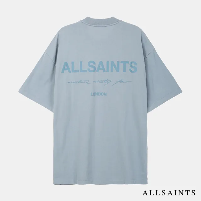 【ALLSAINTS】SCRIPT 純棉寬鬆LOGO短袖T恤-藍 M045PA(30周年亞洲典藏款)