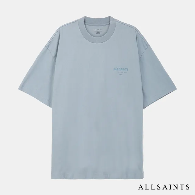 【ALLSAINTS】SCRIPT 純棉寬鬆LOGO短袖T恤-藍 M045PA(30周年亞洲典藏款)