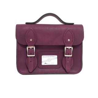 【The Leather Satchel Co.】8.5吋 英國手工牛皮劍橋包 手提包 肩背包 斜背包 側肩包 兩用包(原色葡萄紅)