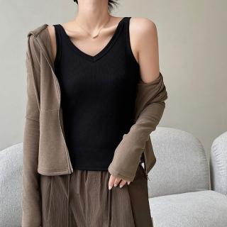 【巴黎精品】現貨+預購 無袖T恤打底衫(V領螺紋針織性感女上衣6色a1eg39)