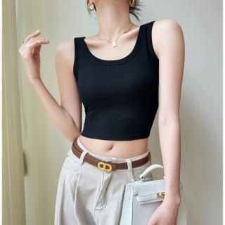 【巴黎精品】現貨+預購 無袖T恤打底衫(純棉修身內搭短款女上衣5色a1eg33)