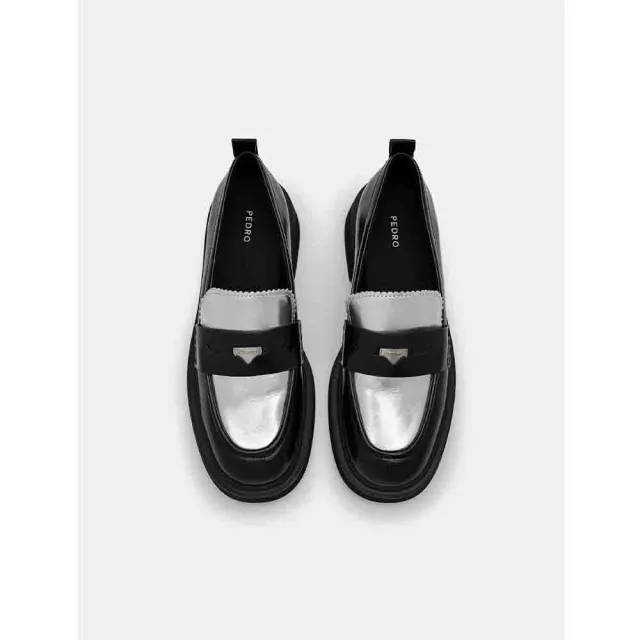 【PEDRO】Wanda真皮樂福鞋/金幣鞋-黑色/拚色(小CK高端品牌)