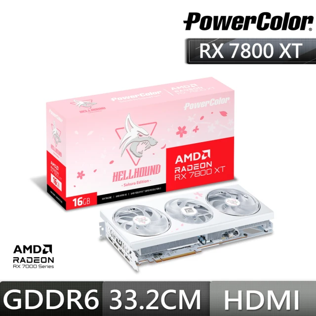 PowerColor 撼訊PowerColor 撼訊 RX7800XT Hellhound Sakura 16G OC GDDR6 256bit AMD 顯示卡