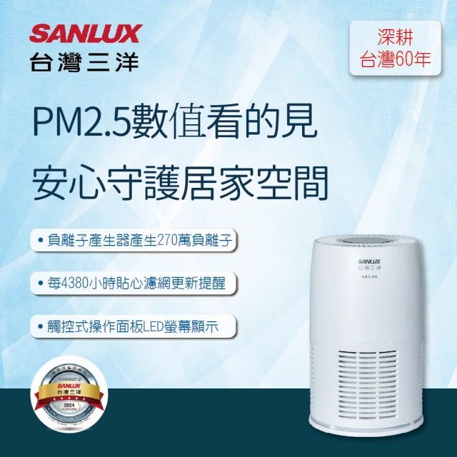 SANLUX 台灣三洋 負離子空氣清淨機 ABC-M6優惠推