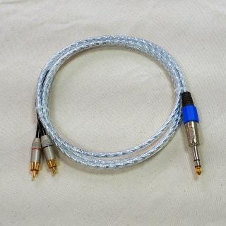 【湯德昌電子】6.3立體公對2RCA公1.8公尺透明發燒線(6尺)