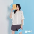 【gozo】後綁帶造型開襟連袖襯衫(兩色)