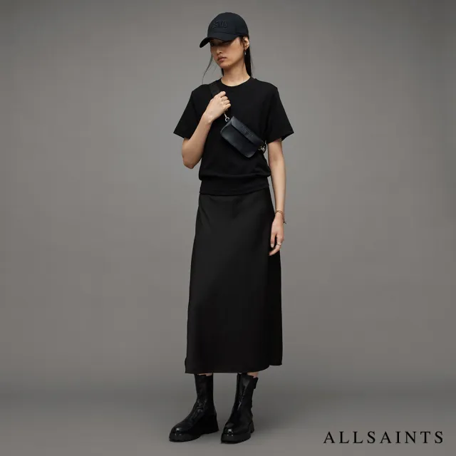 【ALLSAINTS】LISA 厚實純棉短版寬鬆短袖T恤-黑 WM635Z(舒適版型)