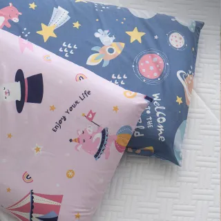【MONTAGUT 夢特嬌】防蟎抗菌兒童乳膠枕-宇宙探險(60x40cm/高9cm含枕套)