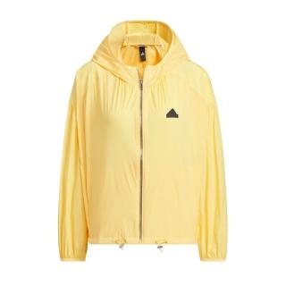 【adidas 愛迪達】Tech UPF HD JKT 女 連帽 外套 風衣 運動 訓練 輕盈 簡約 舒適 鵝黃(IM8836)