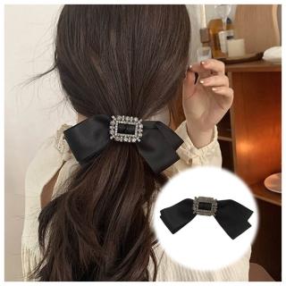 【HaNA 梨花】在逃公主NEW STYLE．手工閃耀方鑽緞帶大髮夾(髮夾 邊夾 馬尾扣 馬尾夾)