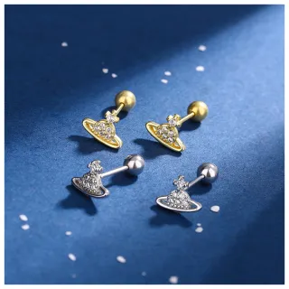 【HaNA 梨花】韓國養耳洞系列．睡覺不摘不痛螺絲擰扣月光石耳環(耳環 耳夾 耳扣 夾式 無耳洞)