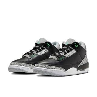 【NIKE 耐吉】AIR JORDAN 3 RETRO GREEN GLOW 爆裂紋 黑綠 男款(CT8532-031)