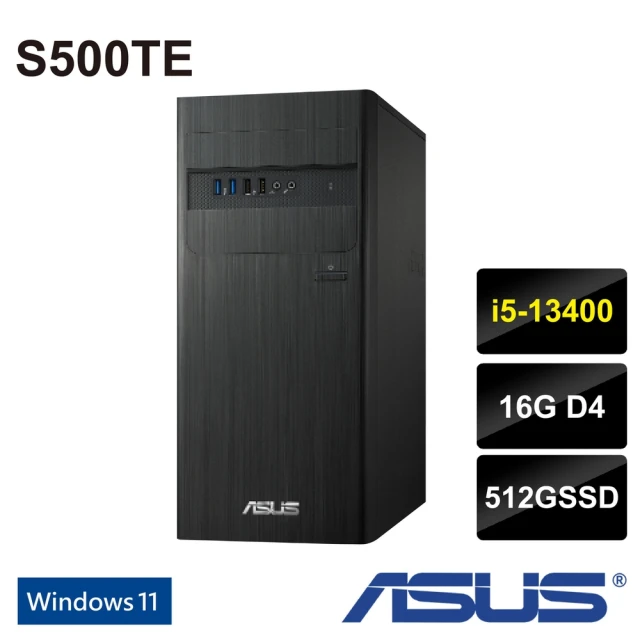 【ASUS 華碩】13代i5六核心極速商用電腦(H-S500TE/i5-13400/16G/512G SSD/W11/三年保)