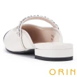 【ORIN】小香風鏈條真皮方頭平底穆勒鞋(白色)