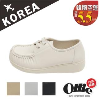 【OLLIE】韓國空運。日系抓皺可愛5.5CM厚底懶人樂福鞋/大尺碼/韓國直送/版型偏小(72-1019/四色/現+預)