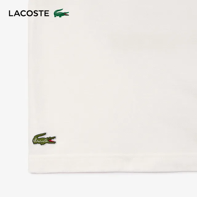 【LACOSTE】男裝-背面漆皮網眼布短袖T恤(白色)