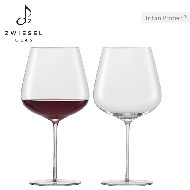 【ZWIESEL GLAS】ZWIESEL GLAS Vervino 類手工勃根地紅酒杯955ml 二入組(紅酒杯/類手工杯/品酒杯)