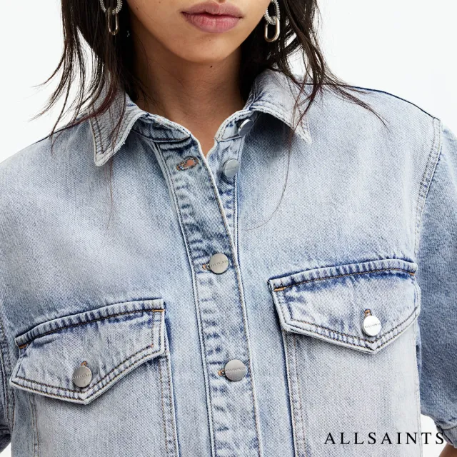 【ALLSAINTS】TOVE 短版寬鬆牛仔短袖襯衫 W114PA(寬鬆版型)